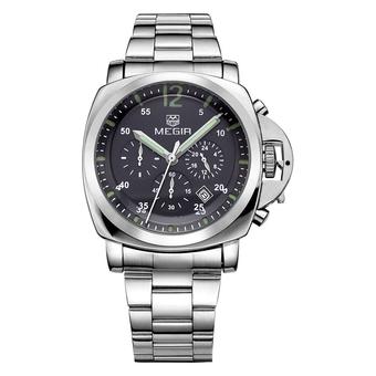 MEGIR 3006 30M Water Resistant Male Quartz Watch Silver And Black (Intl)  