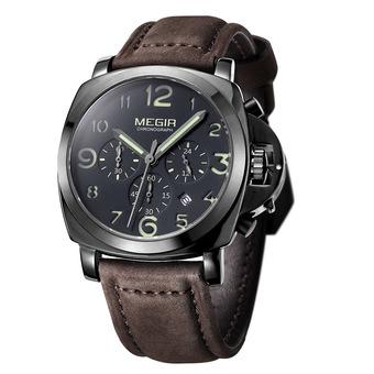 MEGIR High Quality Watchband 3ATM Water Resistant Wristwatch Noctilucent Quartz Men Watch with Calendar - Intl  
