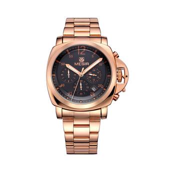 MEGIR Luxury Stainless Steel Watchband 3ATM Water Resistant Wristwatch Noctilucent Quartz Men Watch with Calendar - Intl  