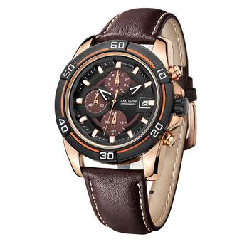 MEGIR New Luxury Date Sports Watches Steel Case Quartz Watch Clock Hours Leather Strap Men's Wristwatch (Intl)  