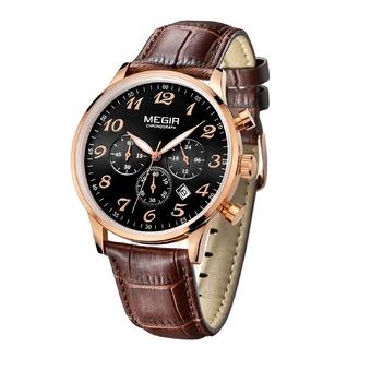 MEGIR luxury military chronograph quartz watch men fashion casual analog leather wristwatch (Intl)  