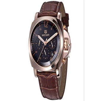 Megir Luxury Fashion Men's Brown Leather Strap Sports Watch  