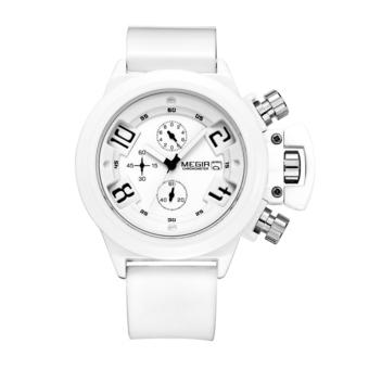 Megir Sport Watch Silicone Analog Display Date Chronograph Quartz White (Intl)  