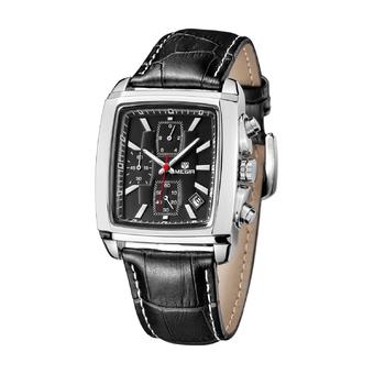 Megir fashion casual military chronograph quartz watch men luxury waterproof analog leather wrist watch (black) (Intl)  