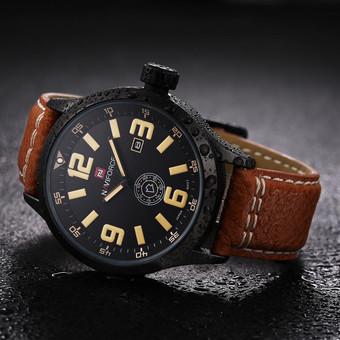 Men Analog Quartz Date Sport Army Leather Wrist Watch Waterproof Watch Yellow (Intl)  