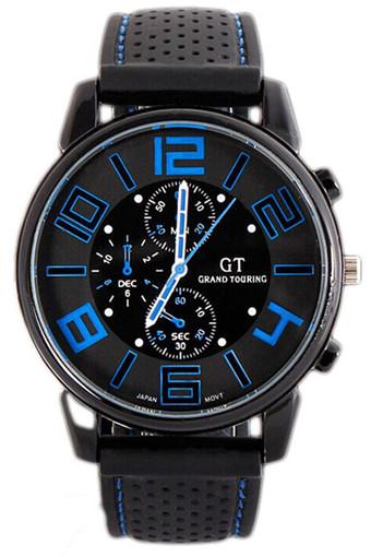 Men Fashion Motion Racing Form Sport Quartz Hour Wrist Analog Watch Blue Jam Tangan  
