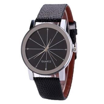 Men Quartz Dial Clock Leather Wrist Watch Black- Intl  
