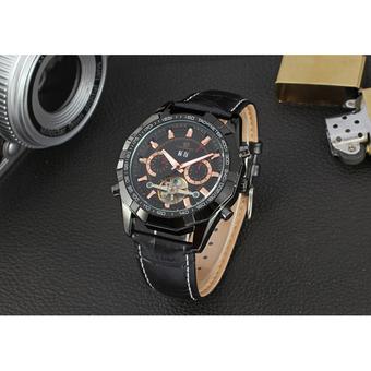 Men Tourbillon Automatic Mechanical Wrist Watch with PU Band (Black) (Intl)  