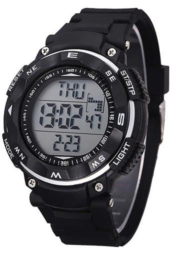 Men Waterproof Digital Alarm Chronograph LED Silicone Sport Wrist Watch Black Jam Tangan  