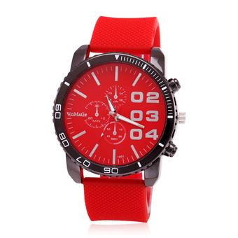 Men Wristwatch Sports Army Military Rubber Strap Outdoor Watch (Red) (Intl)  