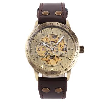 Men's Automatic Mechanical Skeleton Leather Watch (Brown) (Intl)  