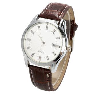 Men's Brown Leather Strap Watch  