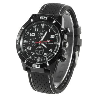 Men's Fashion Silicone Rubber Band Sport Analog Quartz Wrist Watch - Black+White (1 x LR626) (Intl)  