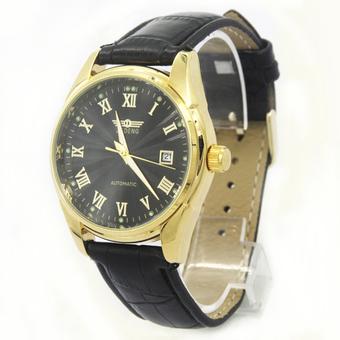 Mens Automatic Mechanical Luxury Black Style Calendar Leather Sports Wrist Watches (Intl)  