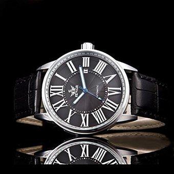 Mens Mechanical Automatical Leather Strap Watches Black (Intl)  