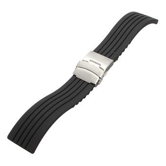 Mens Silicone Rubber Watch Strap Band Waterproof Deployment Clasp 22mm - Intl  