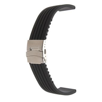 Mens Silicone Rubber Watch Strap Band Waterproof Deployment Clasp 22mm (Intl)  