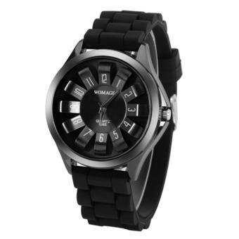 Mens Women Petal Round Dial Silicone Jelly Band Analog Wrist Watch (Black)  