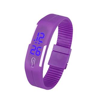 Mens Womens Rubber Blue LED Watch Date Sports Bracelet Digital Wrist Watch (Purple)  