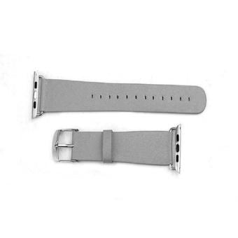 Microfiber PU Leather Watch Band Replacement Wrist Strap Bracelet with Connection Adapter Clasp for Apple Watch Sport Edition iWatch 38mm Grey (Intl)  