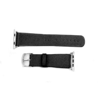 Microfiber PU Leather Watch Band Replacement Wrist Strap Bracelet with Connection Adapter Clasp for Apple Watch Sport Edition iWatch 38mm Black (Intl)  
