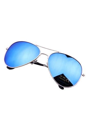 Moonar Vintage Aviator Sunglasses Unisex - Silver-Biru  