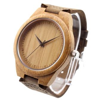Movement Wristwatches Genuine Leather Bamboo Wooden Watches (Intl)  