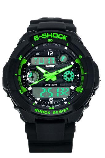 Multi Function Military LED Digital S-Shock Sports Watch Green Jam Tangan  