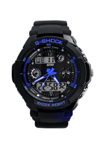 Multi Function Military S-Shock Sports Watch LED Analog Digital Waterproof Alarm Blue  