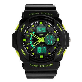 Multi Function Waterproof Digital LCD Alarm Date Mens Military Sport Wrist LED Watch Green  