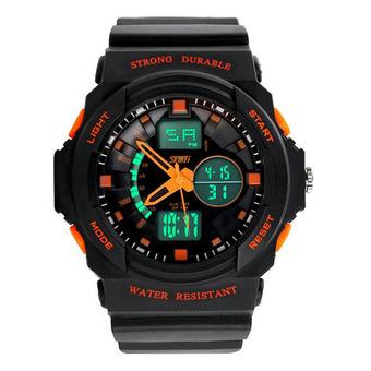 Multi Function Waterproof Digital LCD Alarm Date Mens Military Sport Wrist LED Watch Orange  
