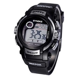 Multifunction Boy Digital LED Quartz Alarm Date Sports Waterproof Wrist Watch Silver  