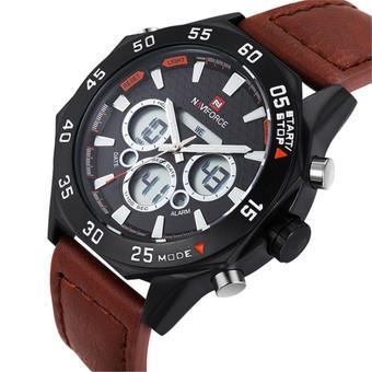 NAVIFORCE 9043A Men's Double Movement Causal Wrist Watch (Black And Brown) (Intl)  