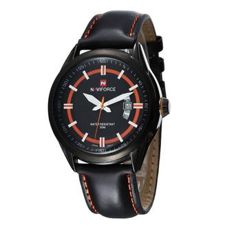 NAVIFORCE 9045C Genuine Leather Strap Men Casual Watch (Black) (Intl)  
