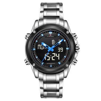 NAVIFORCE 9050E Stainless Steel Strap Men's Sports Double movement watch Blue And White (Intl)  