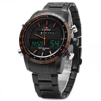 NAVIFORCE NF9024 Dual Movt Men Quarz Watch Analog Digital LED Black (Intl)  