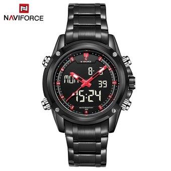 NAVIFORCE NF9050 Dual Movt Men Quarz Watch Analog Digital LED BLACK RED (Intl)  