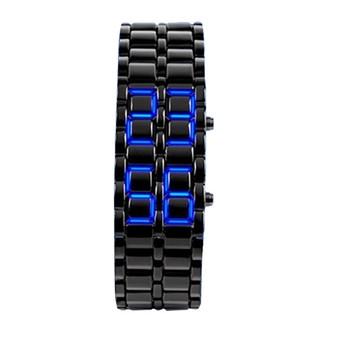 NEW ARRIVAL ! Black Digital LED Blue Wrist Watch Iron Metal Samurai Mens Watch (Intl)  