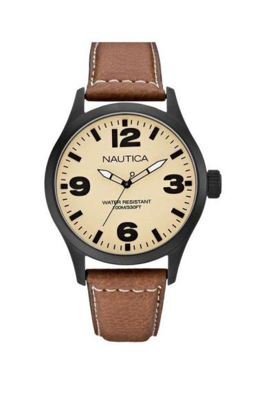 Nautica- A13616G- Jam Tangan Pria - Strap Leather- Coklat