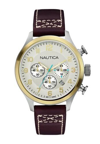 Nautica - Jam Tangan Pria - Leather - A15666 - BFD 101 Chrono Classic Watches Silver