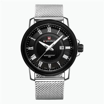Naviforce Men's Full Reticular Steel Quartz Digital LED Military Sports Watch (Black/Silver)- Intl  