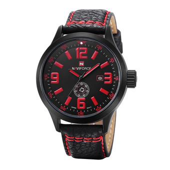Naviforce Men's Hour Date Casual Leather Sports Quartz Wrist Watch (Red)- Intl  