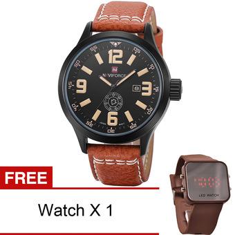 Naviforce Men's Hour Date Casual Leather Sports Quartz Wrist Watch (Yellow)- Intl  