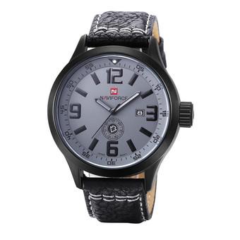 Naviforce Men's Hour Date Casual Leather Sports Quartz Wrist Watch (Grey)- Intl  