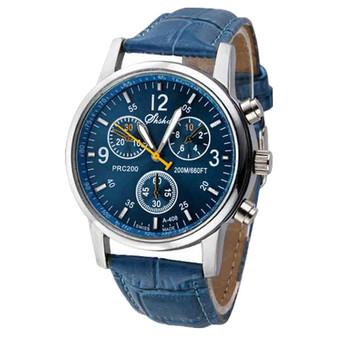 New Luxury Fashion Crocodile Faux Leather Mens Analog Watch Watches (Blue)  