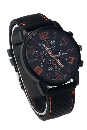New Mens Stainless Steel Luxury Sport Analog Quartz Clock Wrist Watch Orange Jam Tangan  