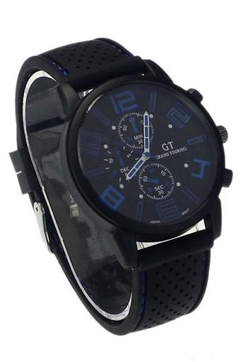 New Mens Stainless Steel Luxury Sport Analog Quartz Clock Wrist Watch Blue Jam Tangan  