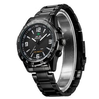 New Popular Watches Men Luxury Brand Weide LED Digit Military Quartz Watch Full Stainless Steel Sport Wristwatches Black (Intl)  