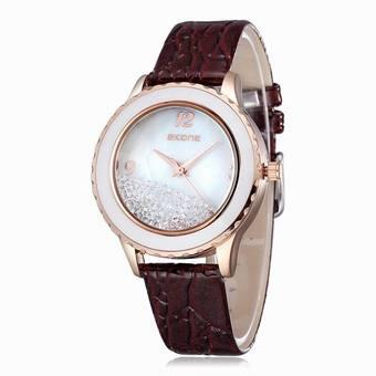 New Rhinestone Watch For Women Quartz Wristwatches Brand Fashion Casual Leather Dress Watch Women Watch Luxury Clock(Brown) (Intl)  