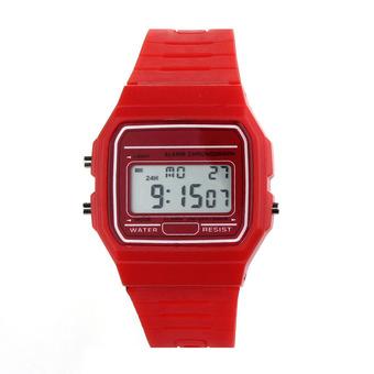 New Silicone Rubber Strap Retro Vintage Digital Watch Boys Girls Mens Red  